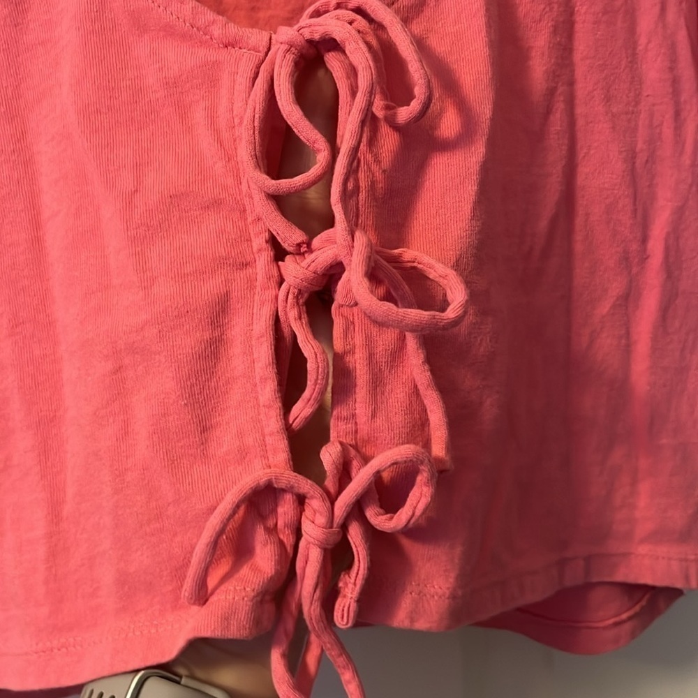 Free People pink cropped tied top size M